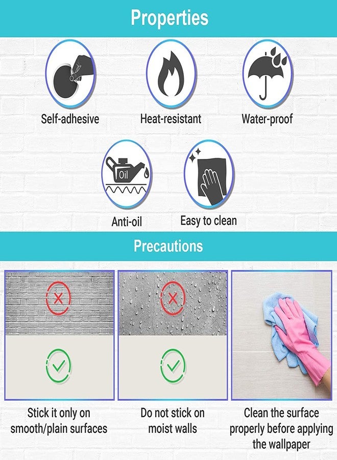 PIXELPACE Self Adhesive Peel Stick 45 x 304 cm Waterproof Wallpaper for Living Room Hall Bedroom Decoration PVC Vinyl DIY Wall Stickers Count of (1, Style-4) - Image 4